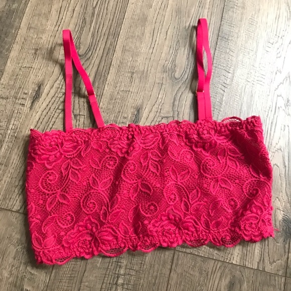 Anthropologie Pink Lace Bandeau Bralette, size Small - Picture 2 of 6